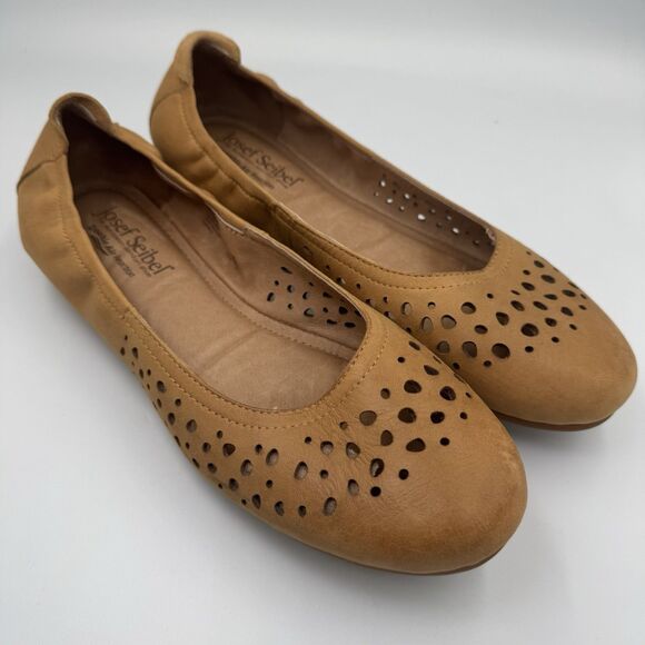 Josef Seibel Pippa Ballet Flat Womens Shoes Leather Die Cut Tan Brown 40 8.5 - Picture 1 of 5